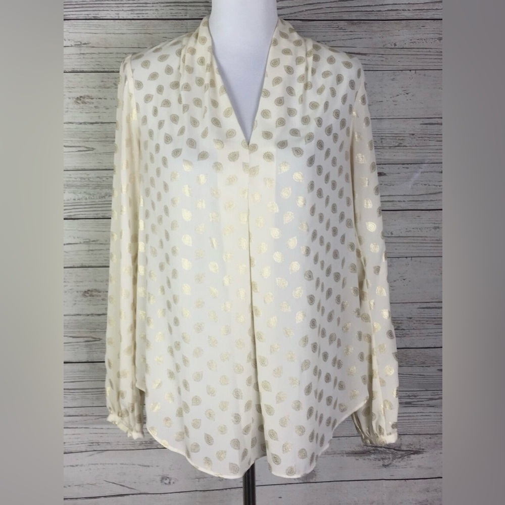 Michael Kors Sheer Gold Paisley Blouse